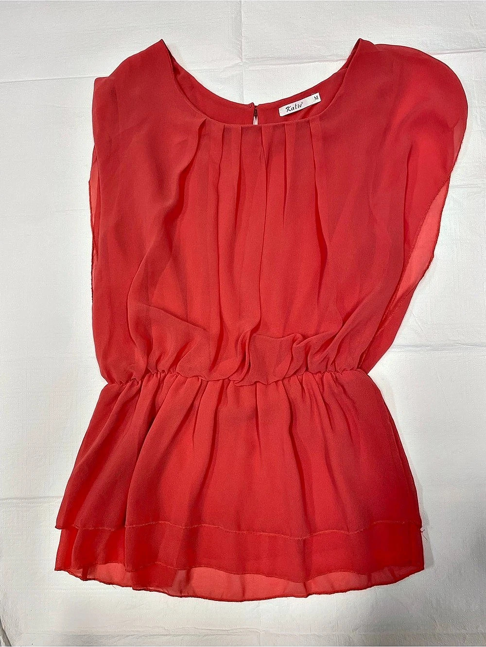 Katel Red Pleated Blouse Like New